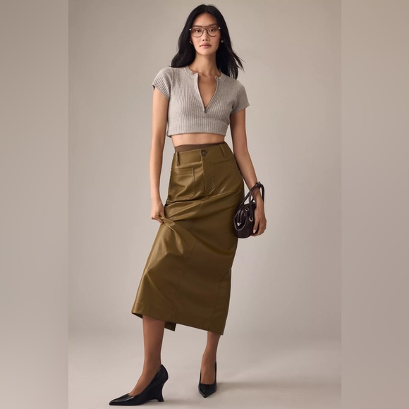 Anthropologie The Colette Faux Leather Maxi Skirt by Maeve - Picture 2 of 13
